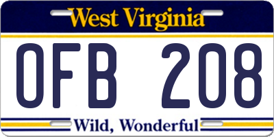 WV license plate OFB208