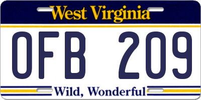 WV license plate OFB209