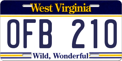 WV license plate OFB210
