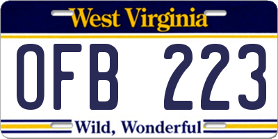 WV license plate OFB223