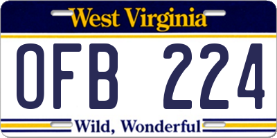 WV license plate OFB224