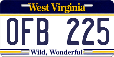 WV license plate OFB225