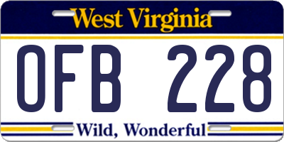 WV license plate OFB228