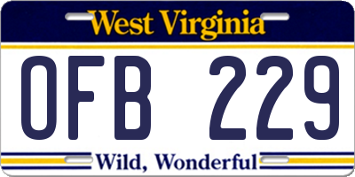 WV license plate OFB229