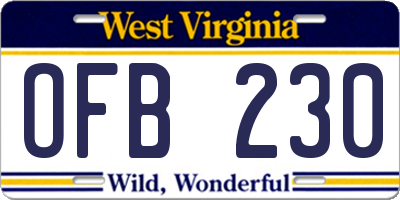 WV license plate OFB230