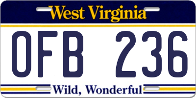 WV license plate OFB236