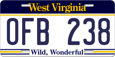 WV license plate OFB238