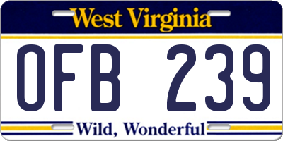 WV license plate OFB239