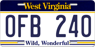 WV license plate OFB240