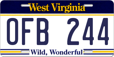 WV license plate OFB244