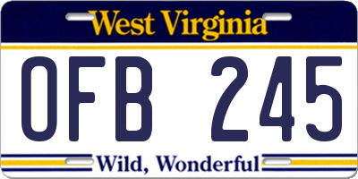 WV license plate OFB245