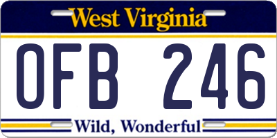 WV license plate OFB246