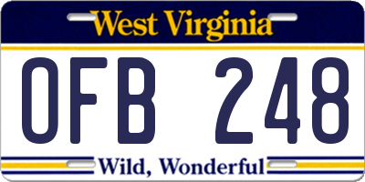 WV license plate OFB248