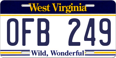 WV license plate OFB249