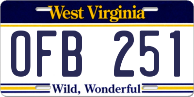 WV license plate OFB251
