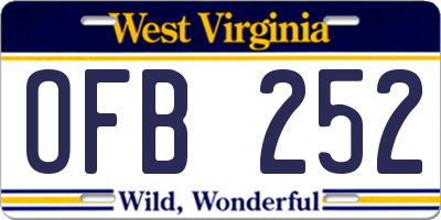 WV license plate OFB252