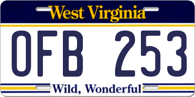 WV license plate OFB253