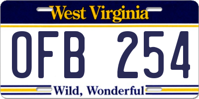 WV license plate OFB254