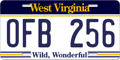 WV license plate OFB256