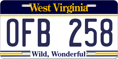 WV license plate OFB258
