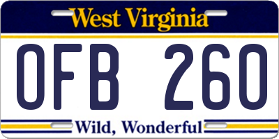 WV license plate OFB260