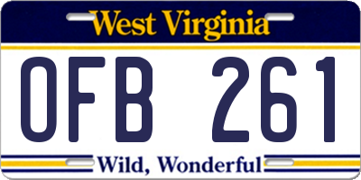 WV license plate OFB261