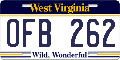 WV license plate OFB262