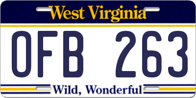WV license plate OFB263