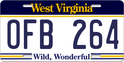 WV license plate OFB264