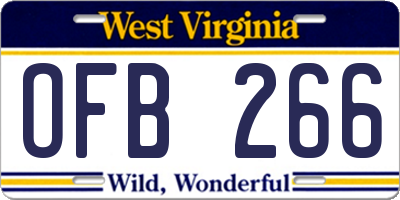 WV license plate OFB266