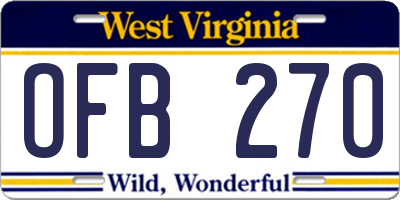 WV license plate OFB270
