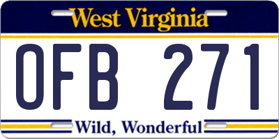 WV license plate OFB271
