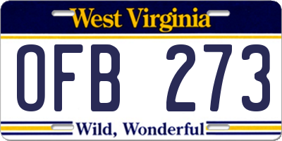 WV license plate OFB273