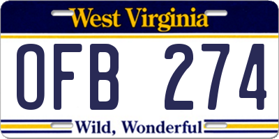 WV license plate OFB274