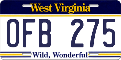 WV license plate OFB275