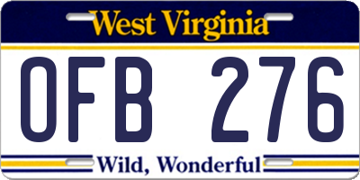 WV license plate OFB276