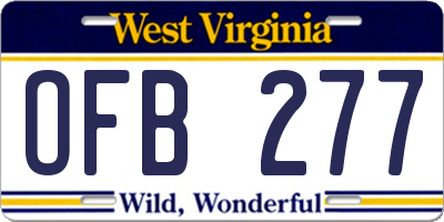 WV license plate OFB277