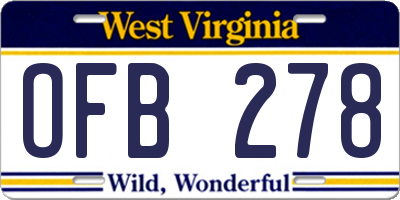WV license plate OFB278