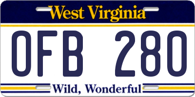 WV license plate OFB280
