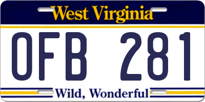 WV license plate OFB281
