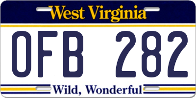 WV license plate OFB282