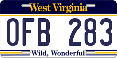 WV license plate OFB283
