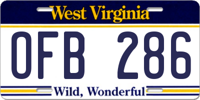 WV license plate OFB286