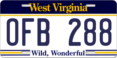 WV license plate OFB288