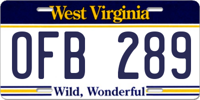 WV license plate OFB289