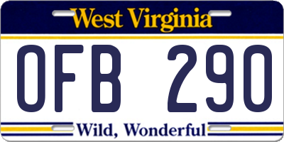 WV license plate OFB290