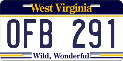 WV license plate OFB291