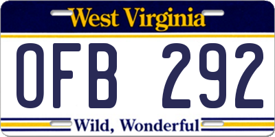 WV license plate OFB292