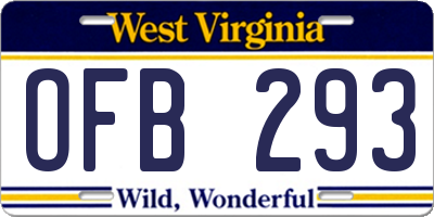WV license plate OFB293