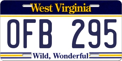 WV license plate OFB295